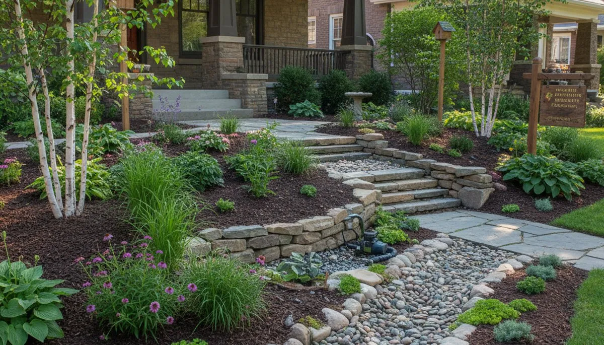 Rain garden with eco-friendly water management in Minneapolis MN by Chop Chop Landscaping