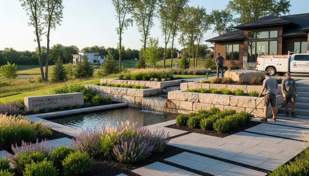 Minneapolis, MN landscaping crew providing professional lawn care for a residential property